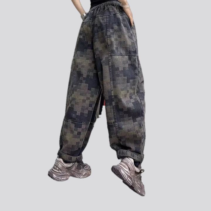 Trendy animal print jean joggers for ladies