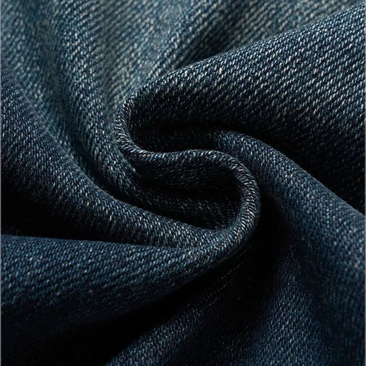 Mid-waist dark sanded men's jeans