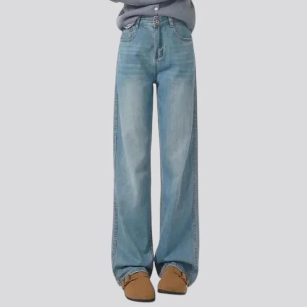 Lined wide fit casual women's jeans