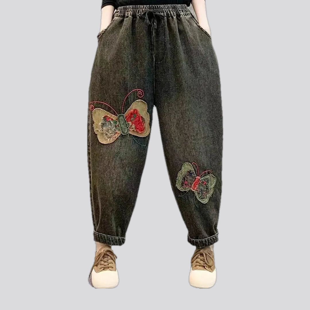 Vintage Butterfly Decor Women's Denim Joggers | Jeans4you.shop