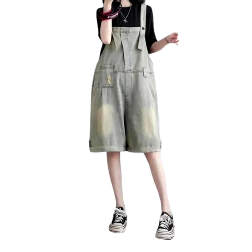 Vintage Jean Women's Overall Shorts - Light Blue
