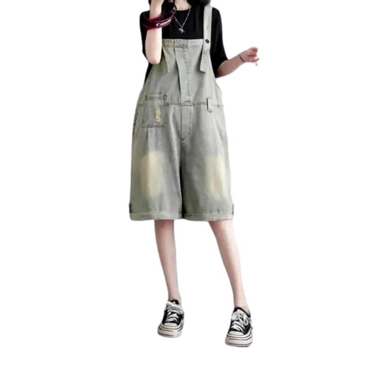 Vintage Jean Women's Overall Shorts - Light Blue